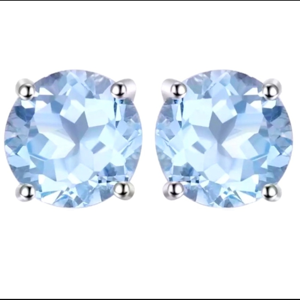 S925 Round 2TCW Brazilian Natural Sky Blue Topaz